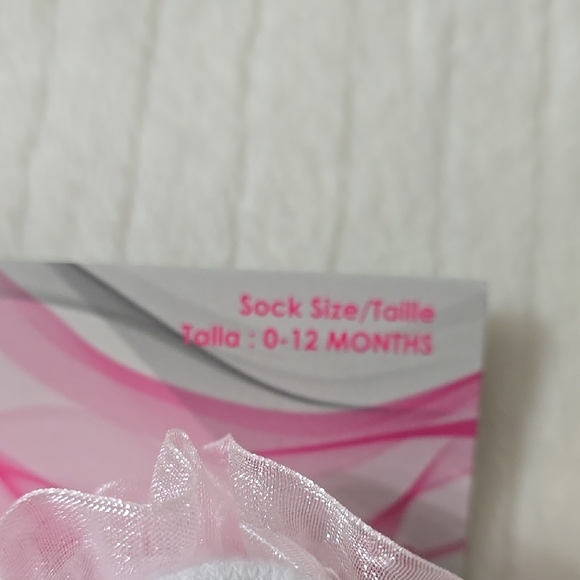 White Infant Socks with Pink Accents - Picture 4 of 6